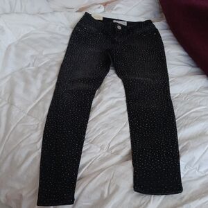 Ban.jara, Black Skinny Pants with SILVER Accents, NWT, SIZE 3/25